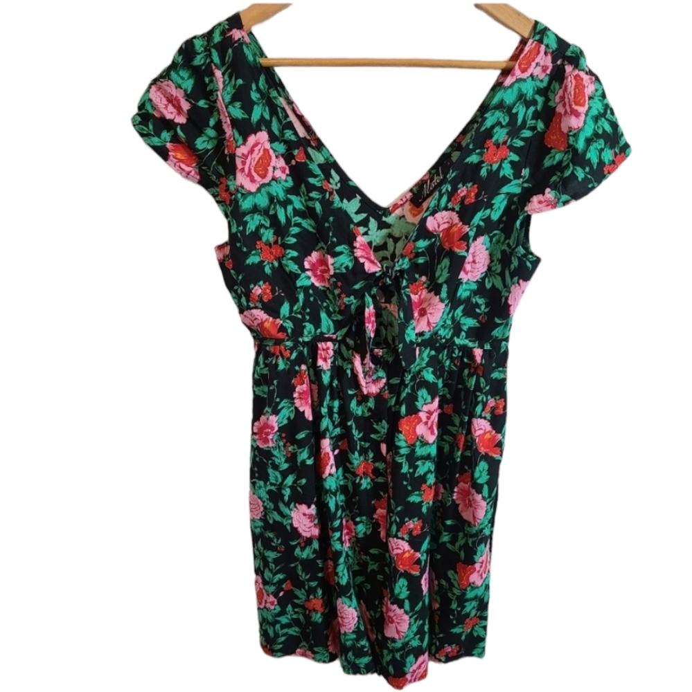 Motel Women’s Cottagecore Floral Cut Out Mini Dress Boho Fairycore Summer Dress